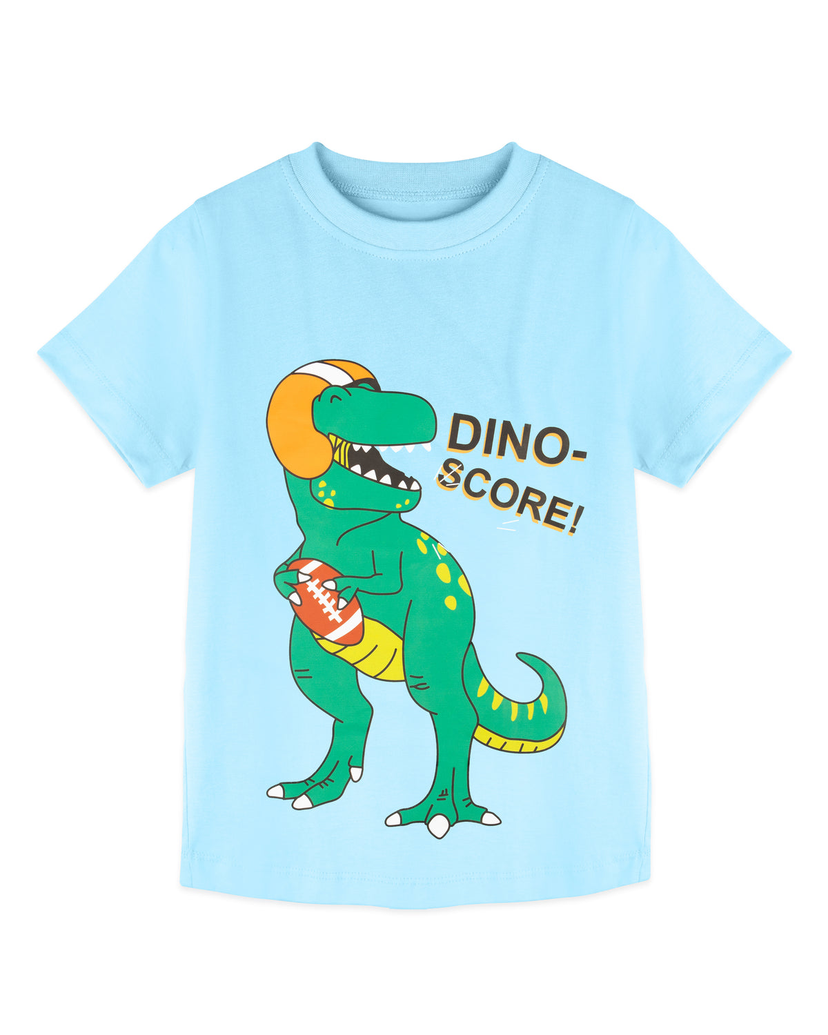 Sky Blue Dino Score Print Half Sleeve Boys T-Shirt