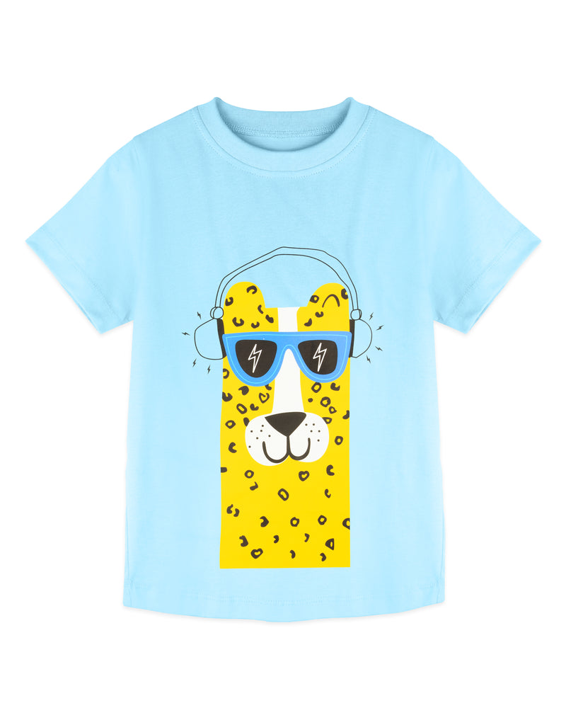 Sky Blue Llama Print Half Sleeve Boys T-Shirt