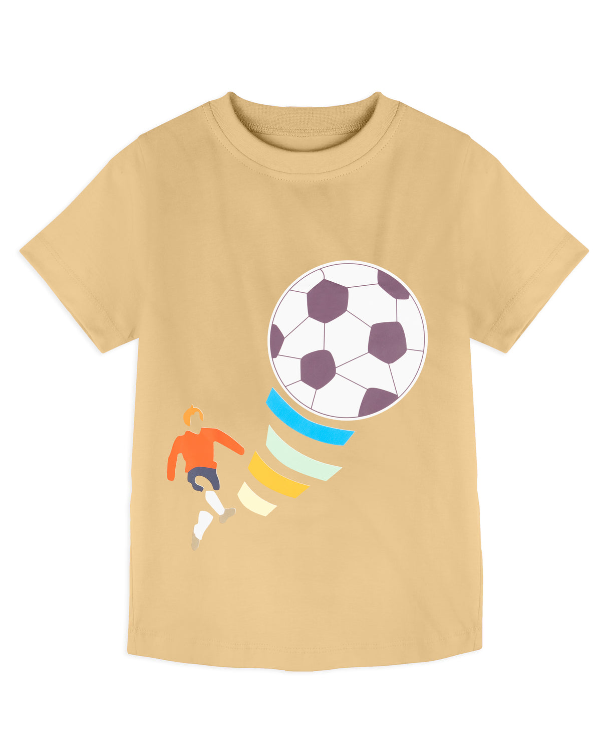 Beige Player & Foot Ball Print Half Sleeve T-Shirt