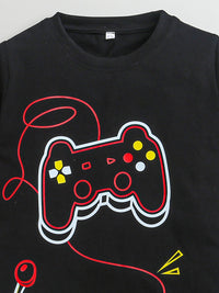 Black Video Game Print T-shirt