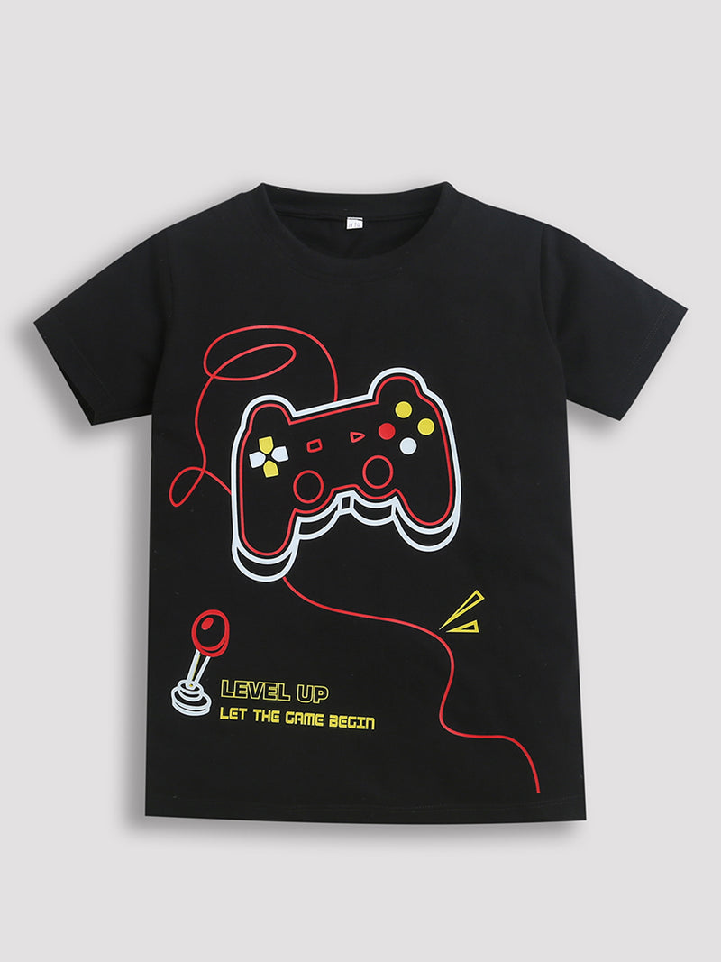 Black Video Game Print T-shirt