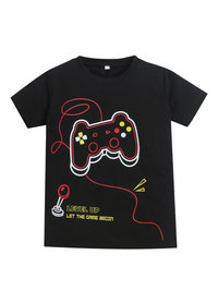 Black Video Game Print T-shirt