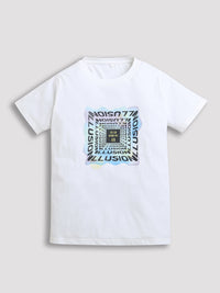 White Illusion Print Pure Cotton Boys T-shirts