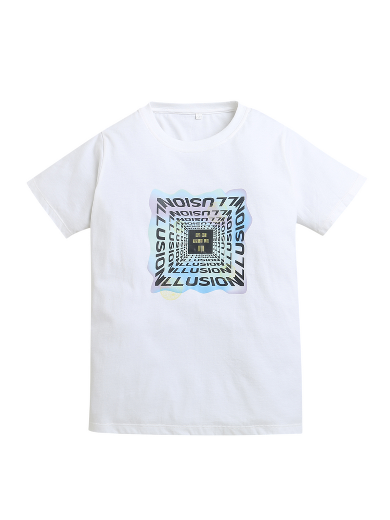 White Illusion Print Pure Cotton Boys T-shirts