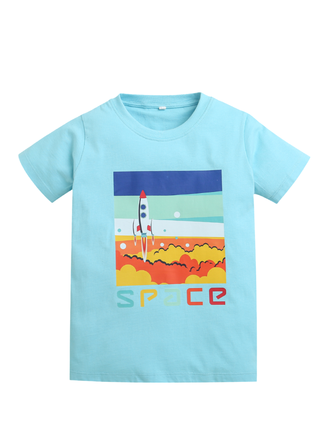 Sky Blue Space Print Boys T-shirts