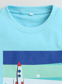 Sky Blue Space Print Boys T-shirts