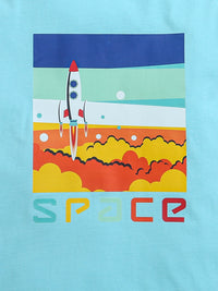 Sky Blue Space Print Boys T-shirts