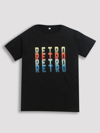 Black Retro Print T-shirt