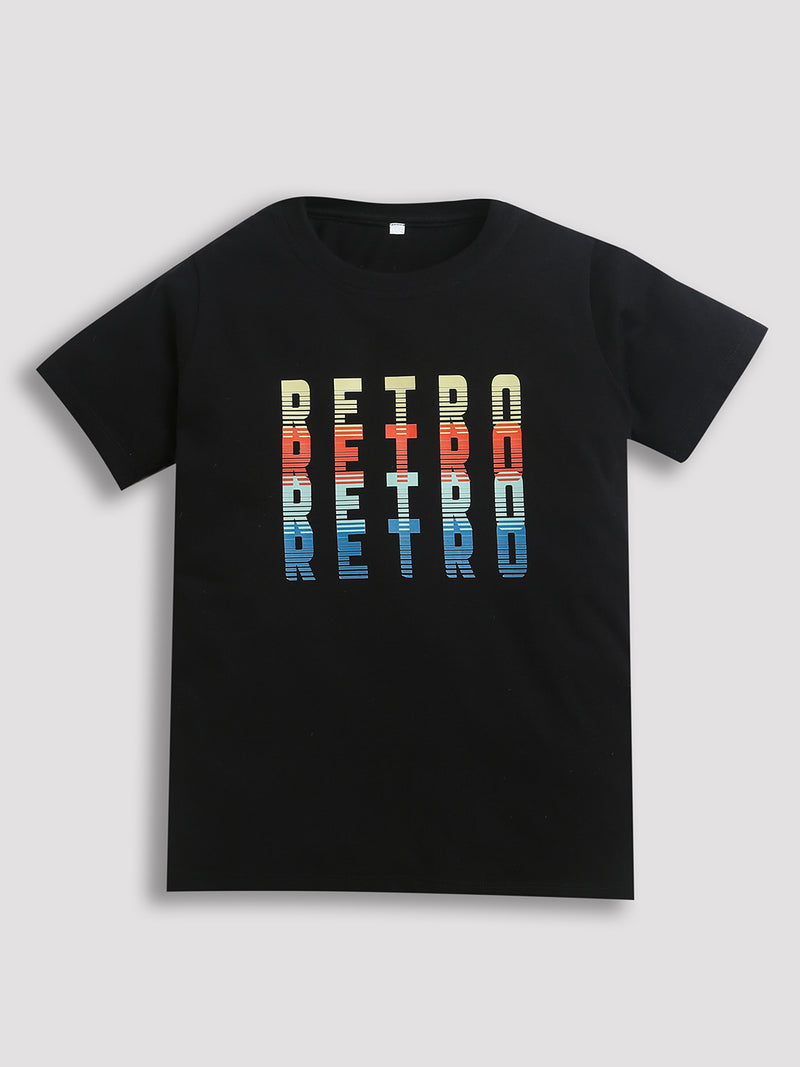 Black Retro Print T-shirt