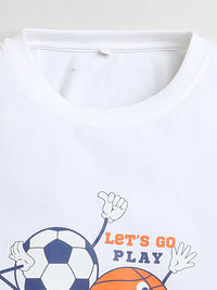 White Foot Ball & Basket Ball Print Boys T-shirt