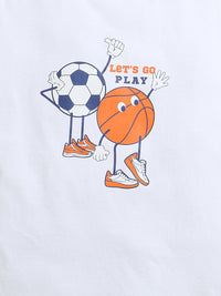 White Foot Ball & Basket Ball Print Boys T-shirt