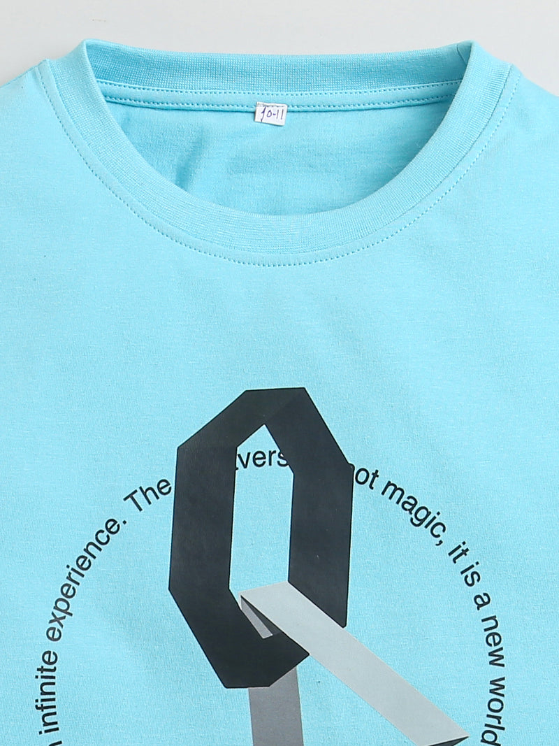 Sky Blue Infinite Print Pure Cotton Boys T-shirt