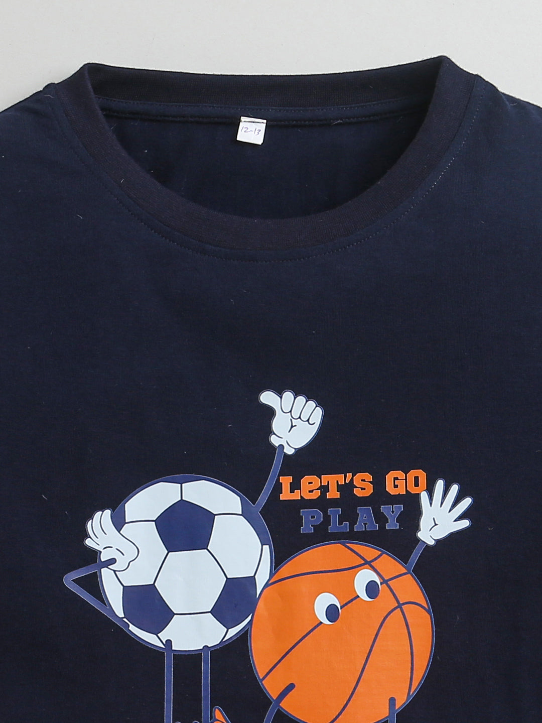 Navy Blue Foot Ball & Basket Ball Print Boys T-shirt