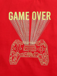 Red Game Over Print Half Sleeve Boys T-shirt