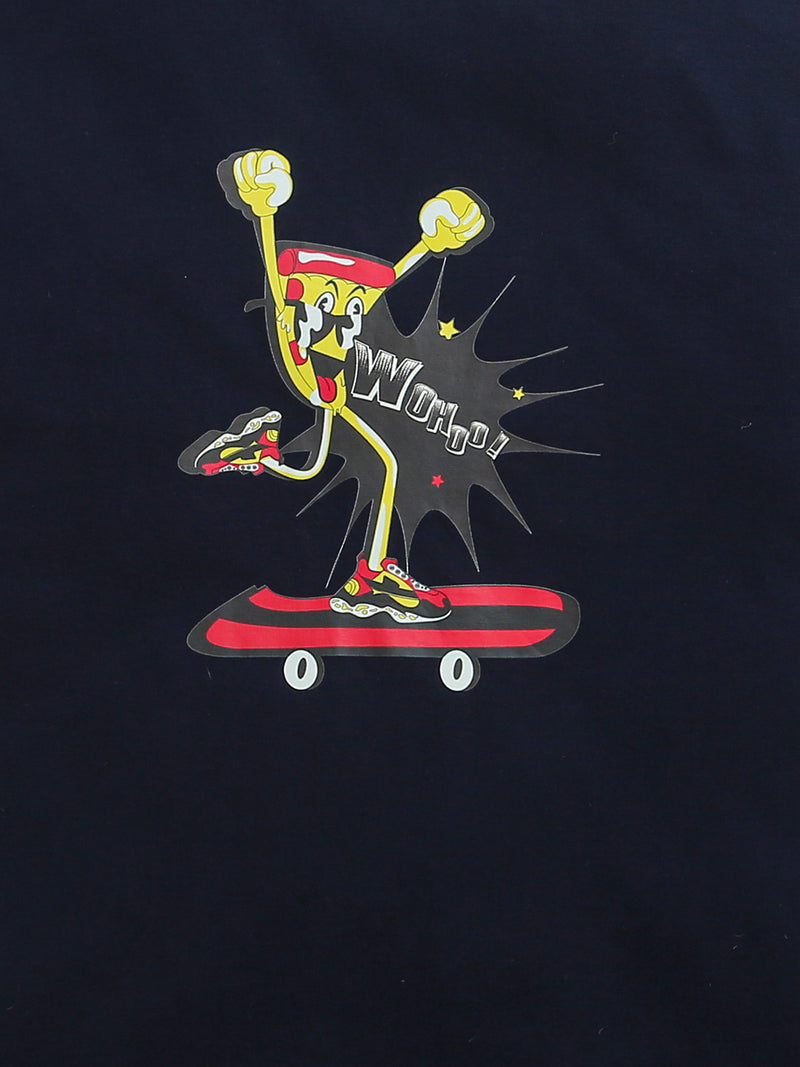 Navy Blue Skating Board Print Boys Tshirt