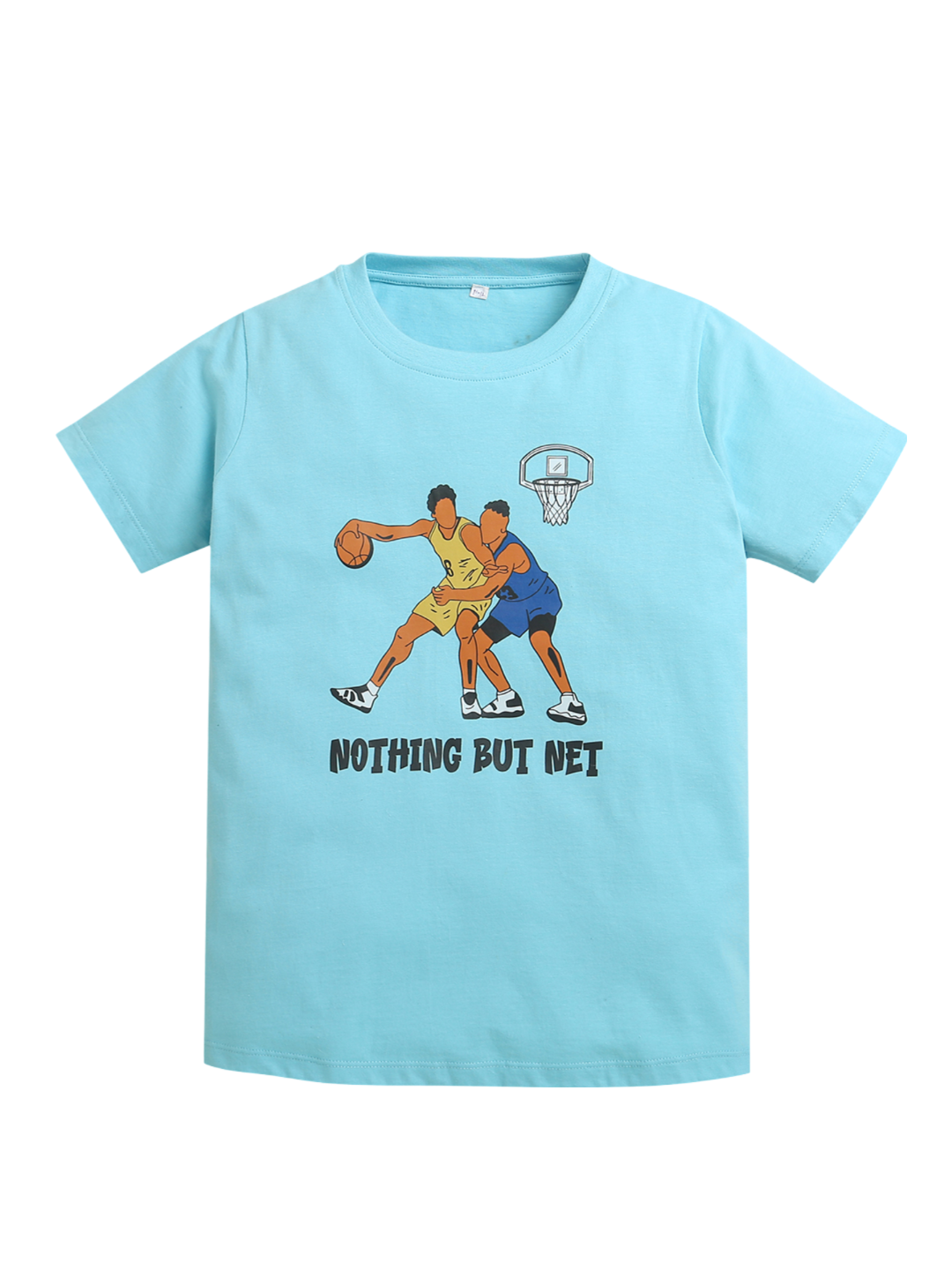 Sky Blue Basket Ball Players Print Half Sleeve Boys T-shirt