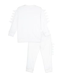 White Dino Score Print Full Sleeve Tracksuit for boys Co-ord Set