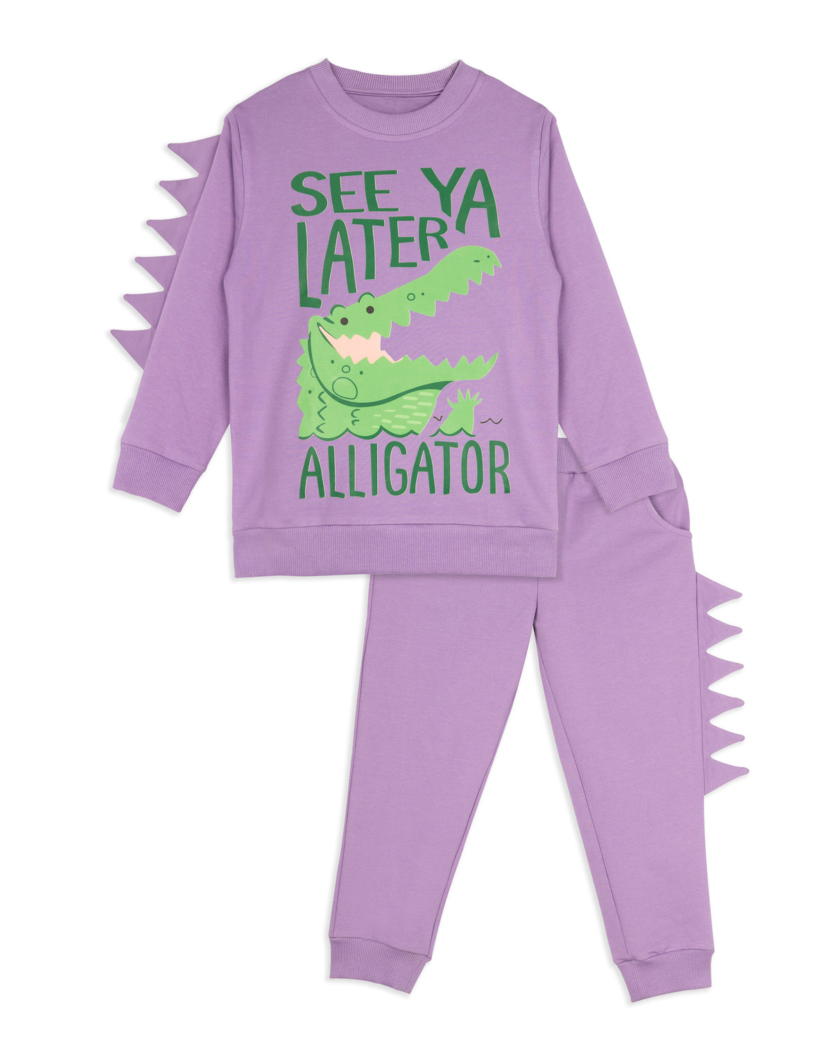 Purple Full Sleeve See Yaa Later Alligator Print Tracksuit for boys Co-ord Set