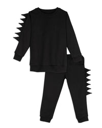 Black Full Sleeve Dino-Score Print Tracksuit Co-ord Set