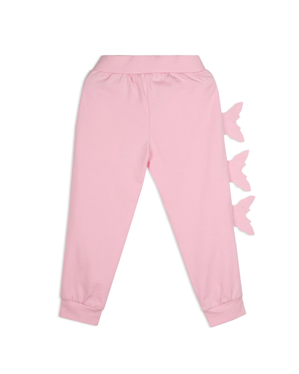 Pink Full Sleeve Round Neck Butterfly Girls Tracksuit Co-ord Set