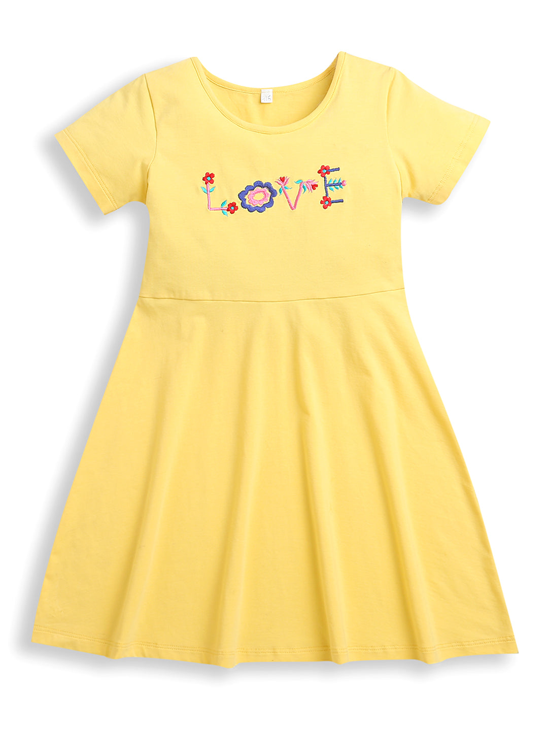 Yellow Blue & Green Embroidered Girls Dresses Pack of (3)