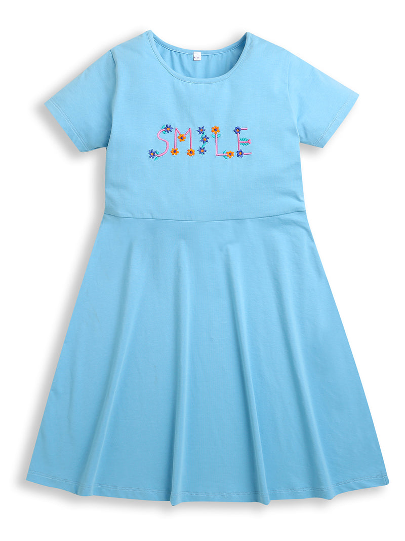 Yellow Blue & Green Embroidered Girls Dresses Pack of (3)