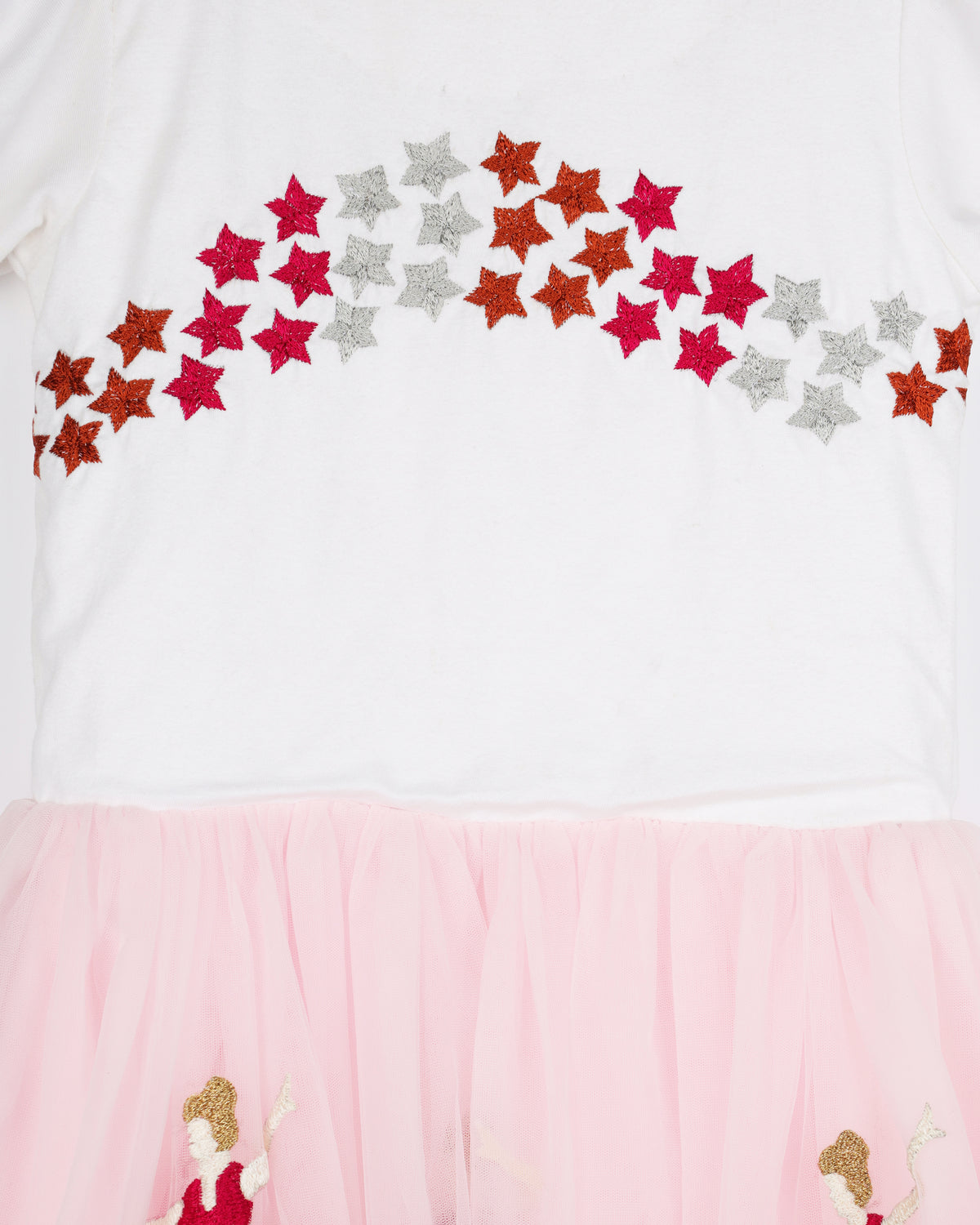 Pink Half Sleeve Embroidered Ballerina Girls Dress