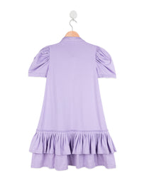 Lilac Polo Neck Half Sleeve Girls Dress