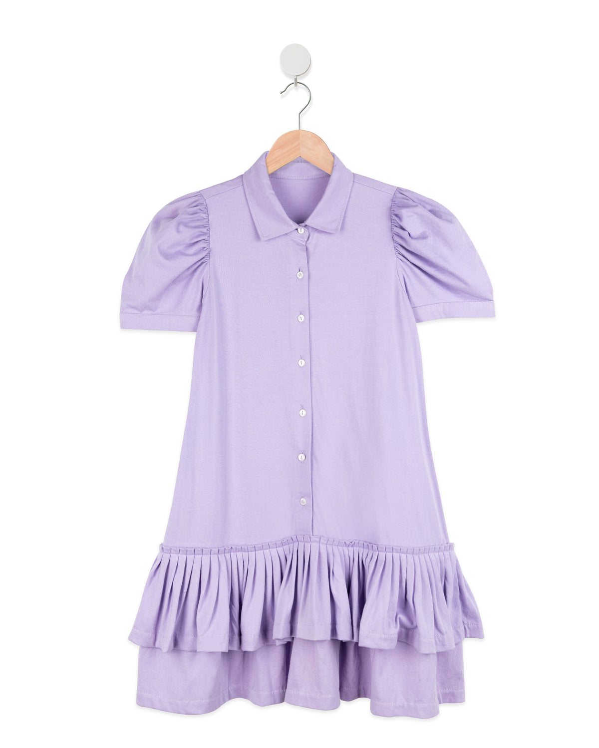 Lilac Polo Neck Half Sleeve Girls Dress