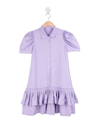 Lilac Polo Neck Half Sleeve Girls Dress