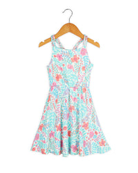 Floral Print Summer Backless Dress