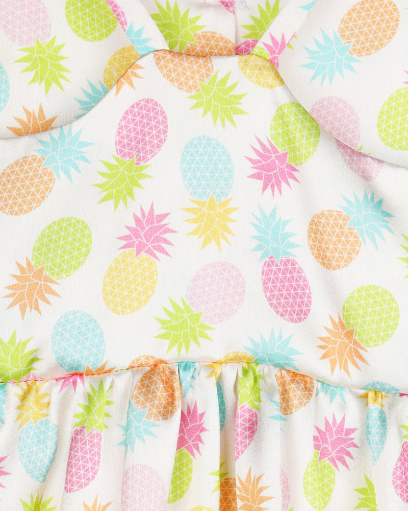 Multicolor Backless Pineapple Print Girl Dress