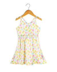 Multicolor Backless Pineapple Print Girl Dress