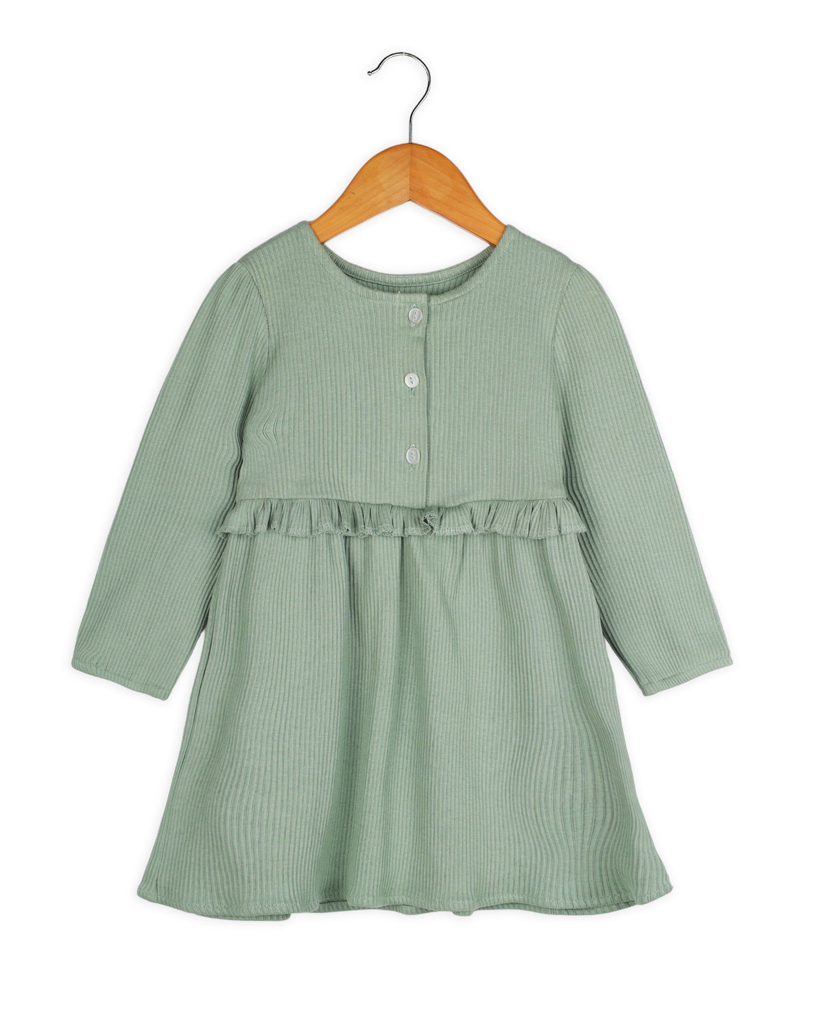 Olive Green Full Sleeve Baby Girl Dress