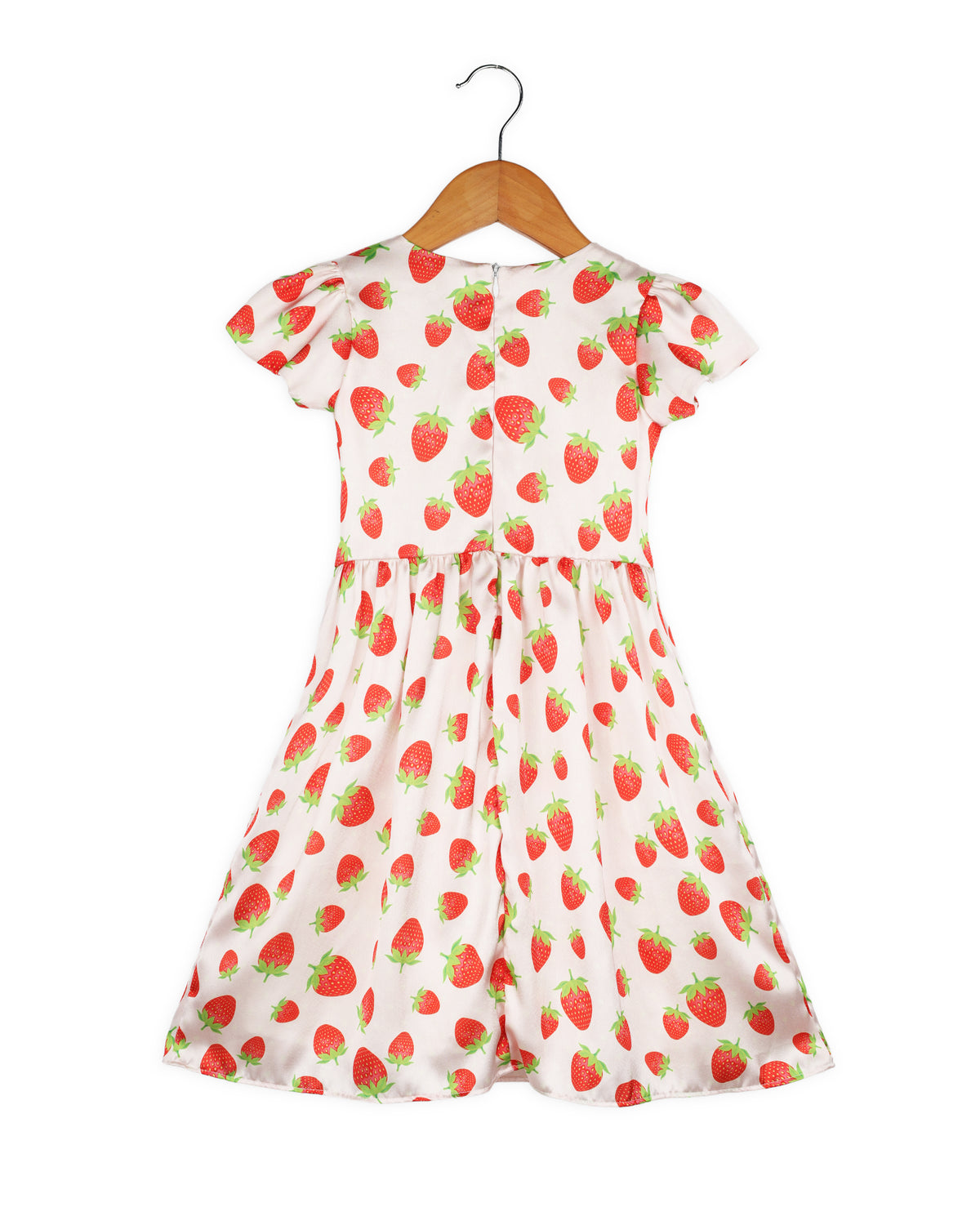 Cream Strawberry Print Summer Dress