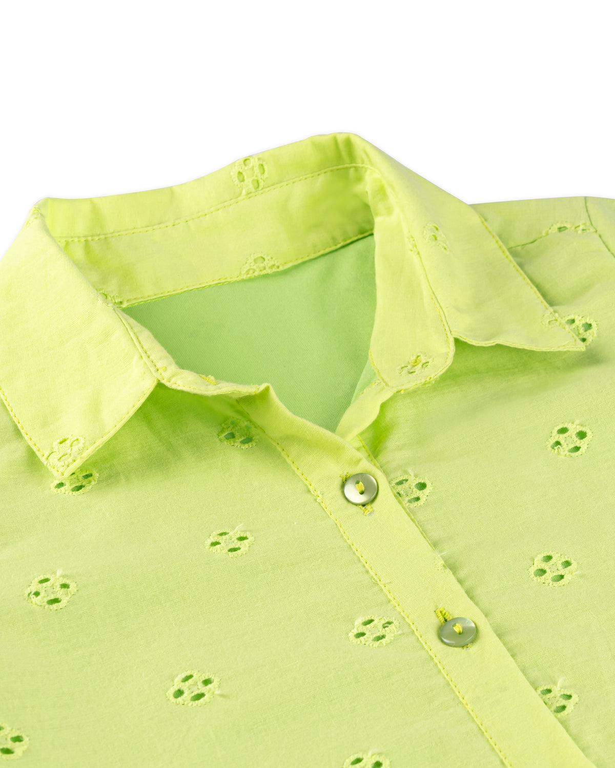 Neon Green Half Sleeve Cotton Fabric Casual Girls Dress