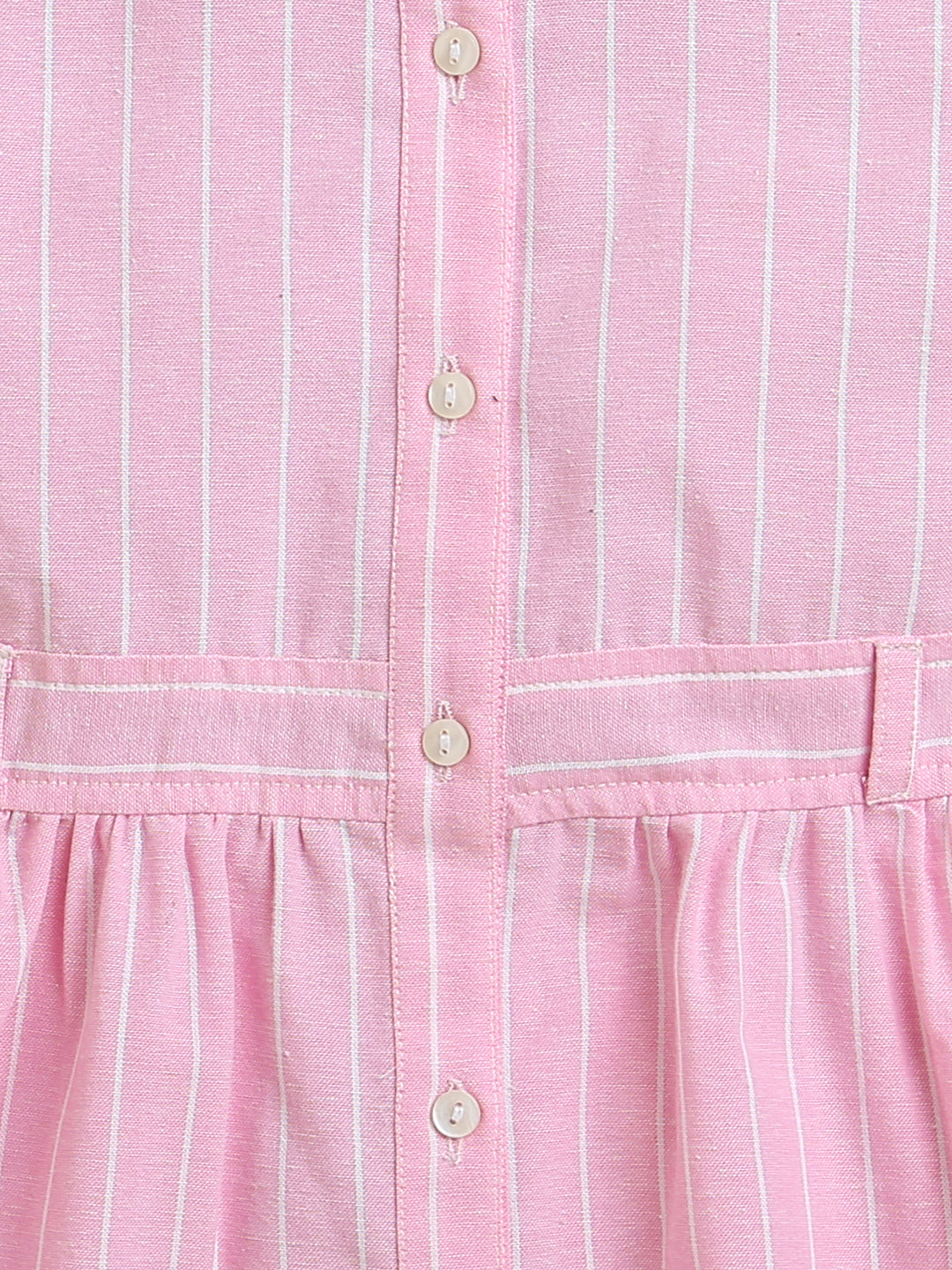 Pink Stripes Collar Neck Half Sleeve Girls Dress