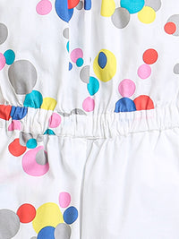 Off White Multicolor Bubble Print Girls Jumpsuit