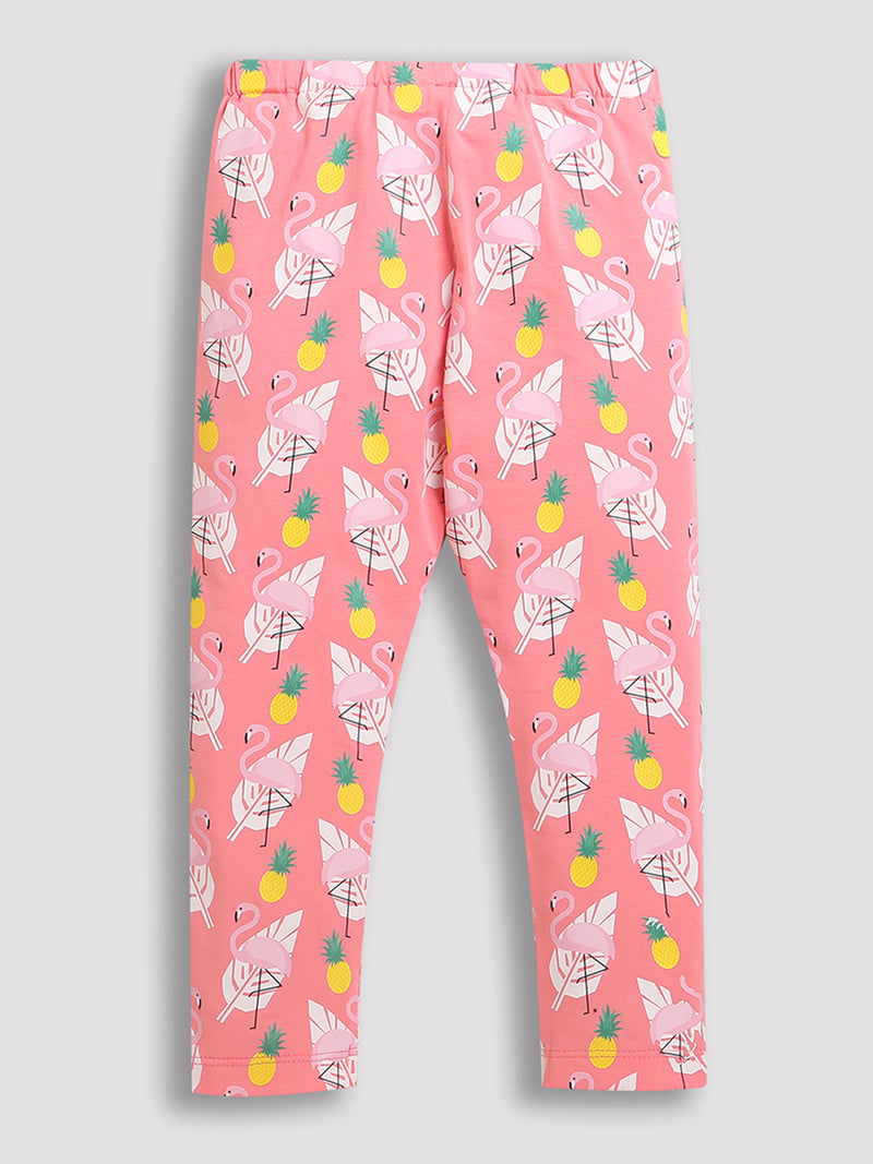 Pink Pineapple & Flamingo All Over Print Girl Legging