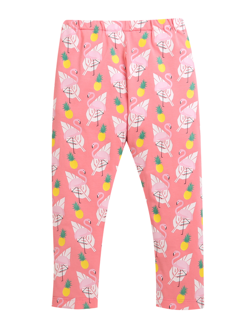 Pink Pineapple & Flamingo All Over Print Girl Legging