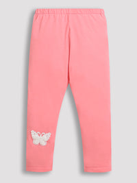 Pink Girls Leggings with Butterfly Patch