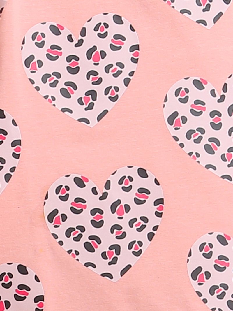 Pink All Over Heart Print Girl Legging