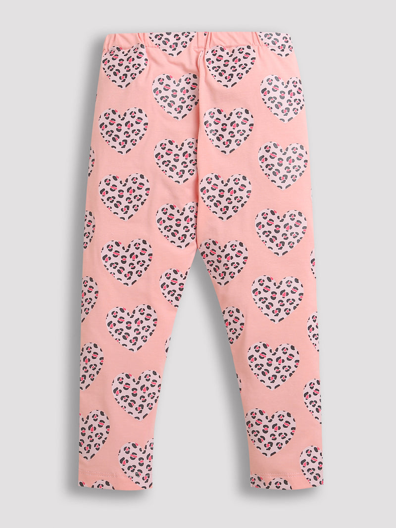 Pink All Over Heart Print Girl Legging