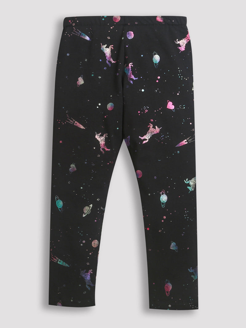 Black 3D Unicorn Print Legging