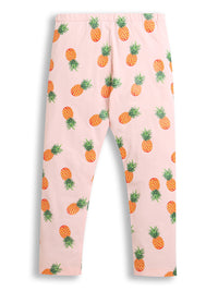 Pink White & Peach All Over Print Girl Leggings (Pack of 3)