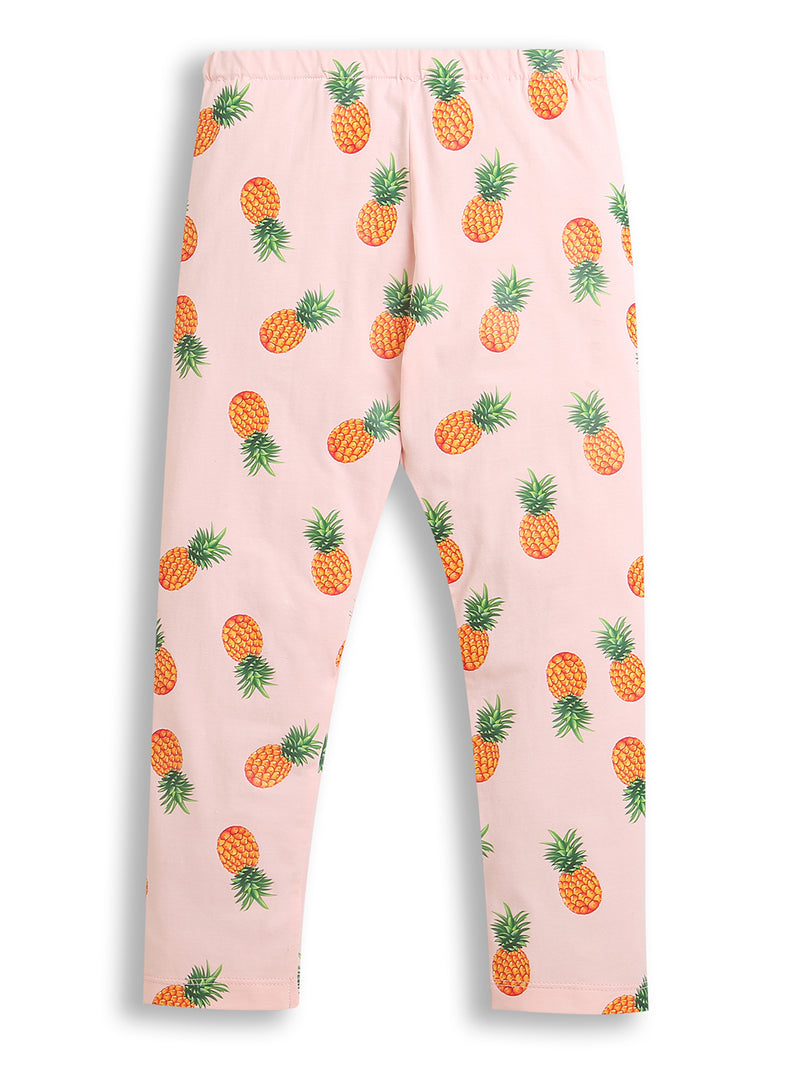 Pink White & Peach All Over Print Girl Leggings (Pack of 3)