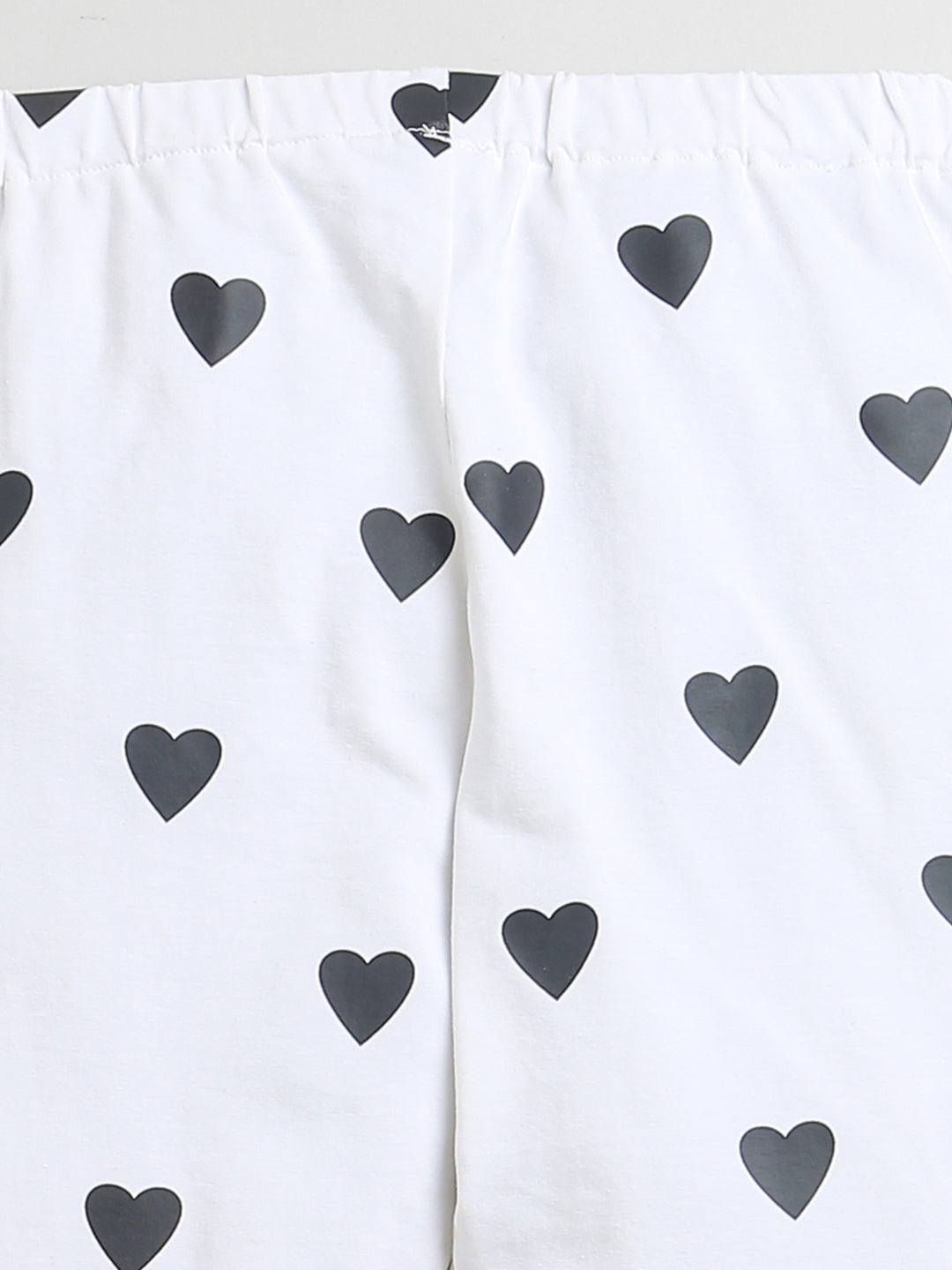 White and Black Frill Sleeve Heart Print T-Shirt and Leggings Co-ord Set