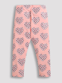 White and Pink Heart printed Top & Legging Girls Co-ord set