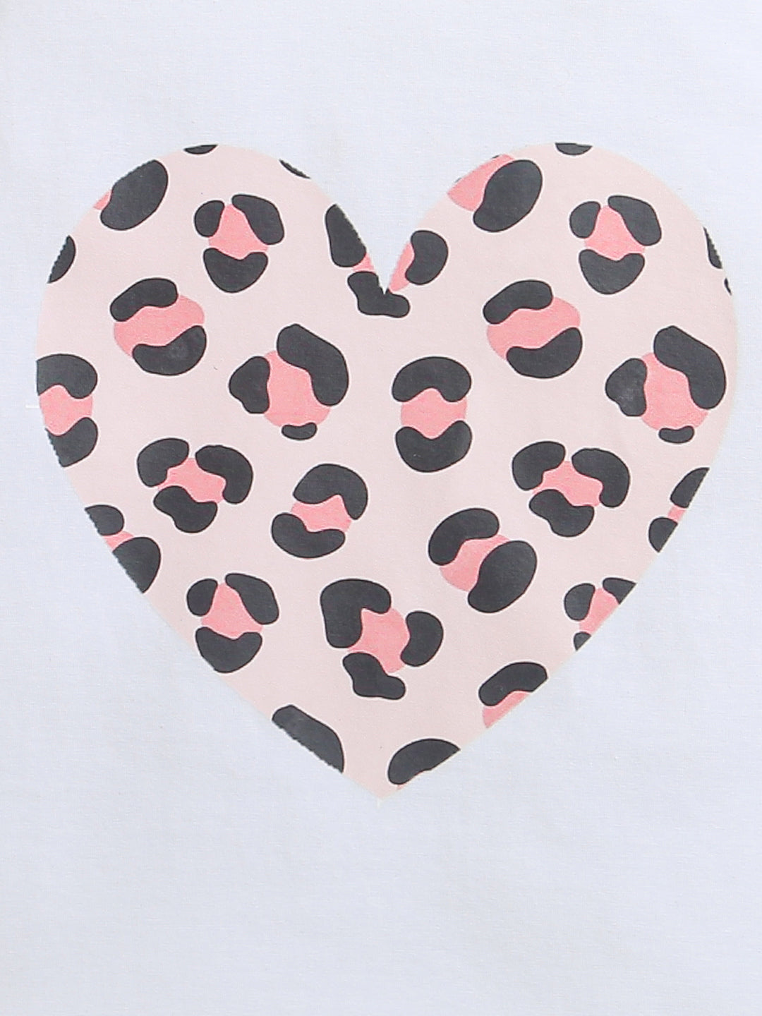 White Frill Sleeve Pink Heart Printed Cotton Girls T-shirt