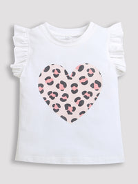 White and Pink Heart printed Top & Legging Girls Co-ord set